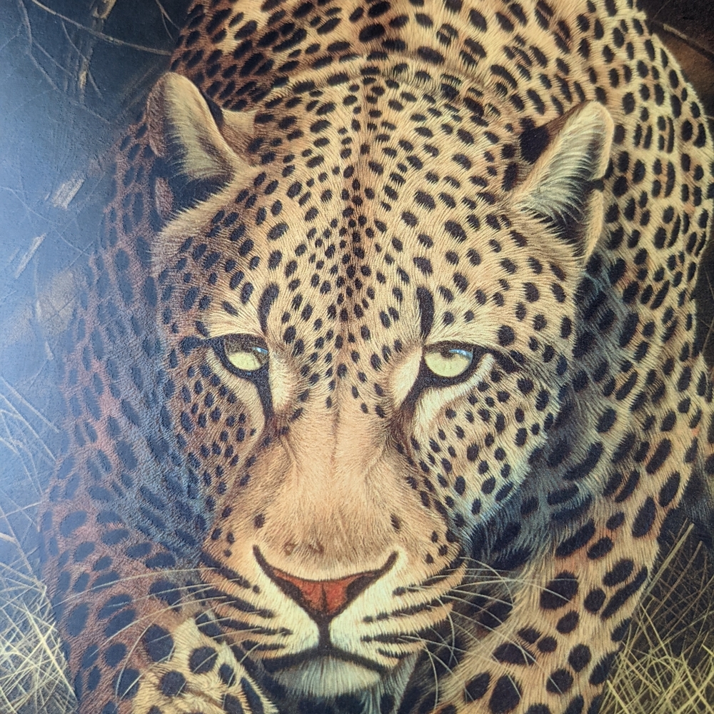Andrew Bone NWOT African Mystique leopard art print brown black signed - Picture 2 of 9